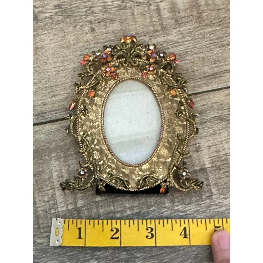 Wood Mirror Oval Frame Antique Style Thai Handicraft Stained Glass Home Decor